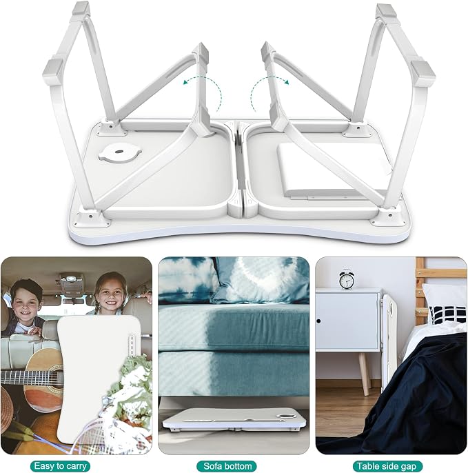 Fayquaze Laptop Bed Desk, Portable Foldable Lap Bed Table with USB Charge Port Storage Drawer and Cup Holder,Lap Desk Laptop Stand Tray Table Serving Tray for Eating, Reading and Working - Image 5