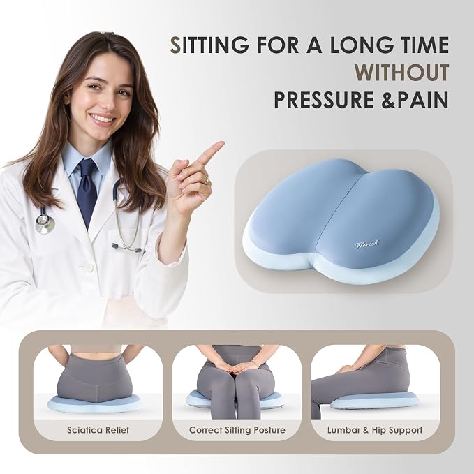 Car Seat Cushion and Back Support for Car Ultrathick Memory Foam Office Chair Cushions with Lumbar Support Pillow for Sciatica & Back & Tailbone Pain Relief (Blue) - Image 3