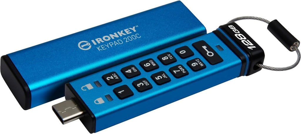 Kingston Ironkey Keypad 200 USB-C 128GB Encrypted Flash Drive | OS Independent | FIPS 140-3 Level 3 | XTS-AES 256-bit | BadUSB and Brute Force Protection | Multi-Pin Option | IKKP200C/128GB by Kingston