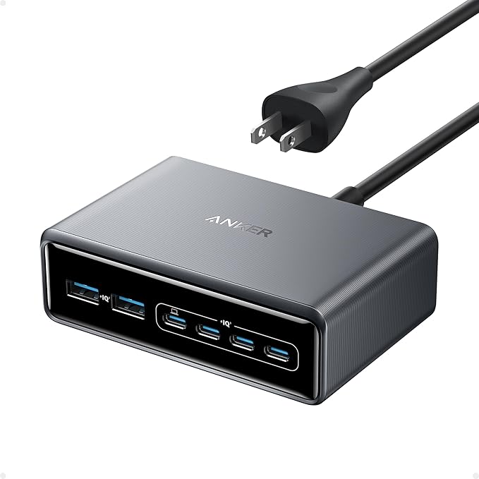 Anker Prime Charging Station, 200W 6-Port GaN Desktop Charger | Fast Charging USB C Charger for Multiple Devices, Compatible with iPhone, Galaxy, MacBook, Dell and More by Unknown