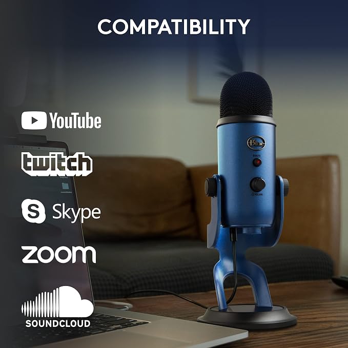Logitech Creators Blue Yeti USB Microphone for PC, Mac, Gaming, Streaming, Podcasting, Studio and Computer Condenser Mic with Blue VO!CE Effects, 4 Pickup Patterns, Plug and Play - Midnight Blue | Mac, Gaming, Streaming, Podcasting, Studio and Computer... - Image 8