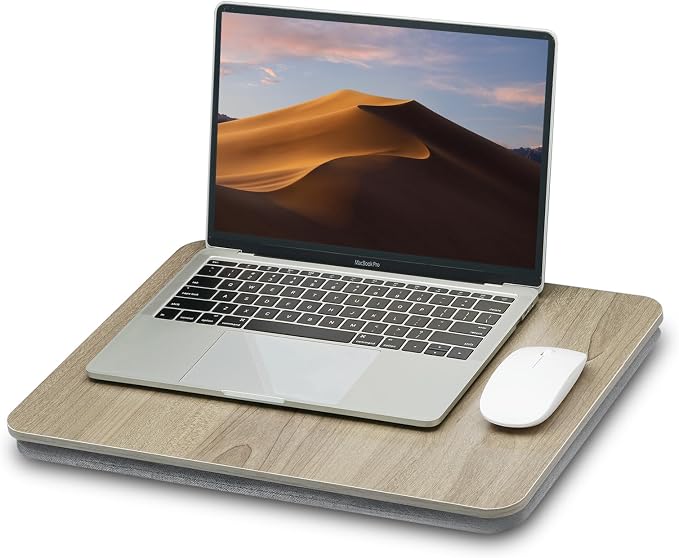 ZEAPTAC Portable Lap Laptop Desk with Pillow Cushion, Fits up to 15.6 inch Laptop, Lap Stand for Bed & Couch & Carpet, Book Tablet/Drawing Board/Computer Laptop Stand - Black Wood by ZEAPTAC