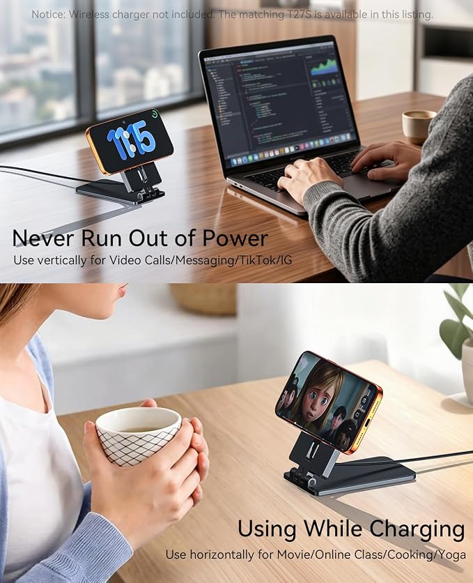 Wireless Charger Stand Matching Only for with T27S Wireless Charger | Full Functional Combo Partner Kit, Precise Molded Replacement Accessory for Daily Home Office Travel Use - Image 4
