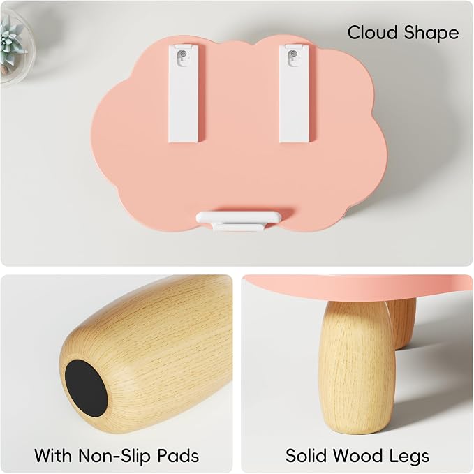AFOOYO Adjustable Wood Laptop Stand, Ergonomic Height Angles Computer Stand, Cloud-Shaped Holder Riser Notebook Stand for Desk Compatible with Air, Pro, Dell, HP, Lenovo More 10-17.3" Laptops, Pink - Image 5