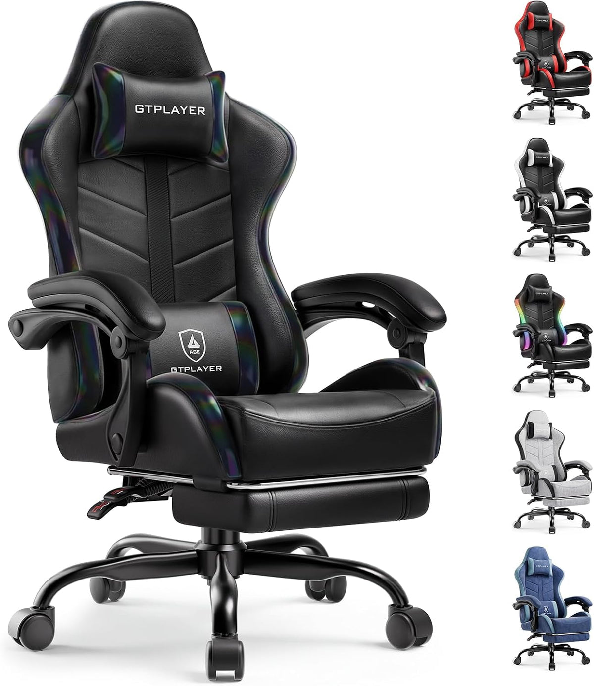 GTPLAYER Gaming Chair, Computer Game Chair for Adults, Iridescent Black by GTPLAYER
