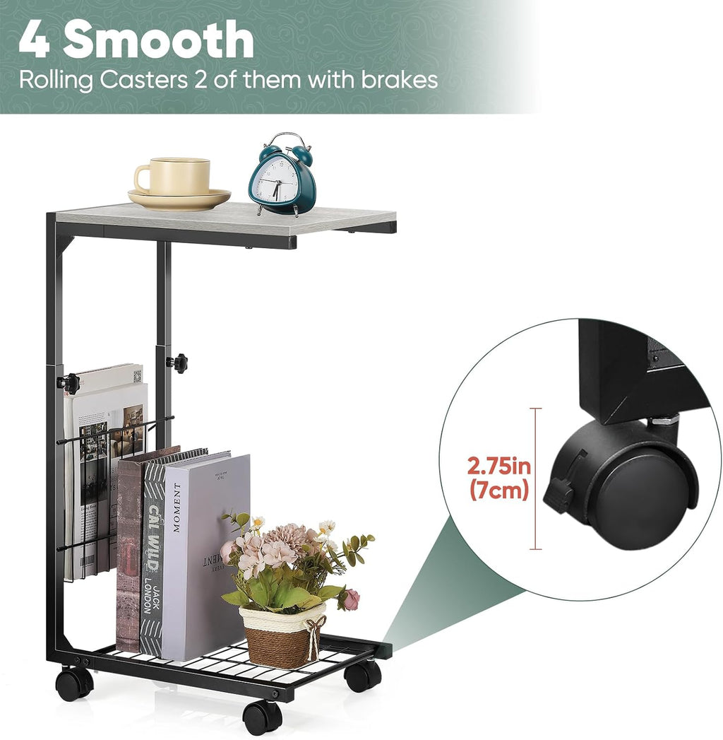C Shaped End Table with Wheels - Image 5