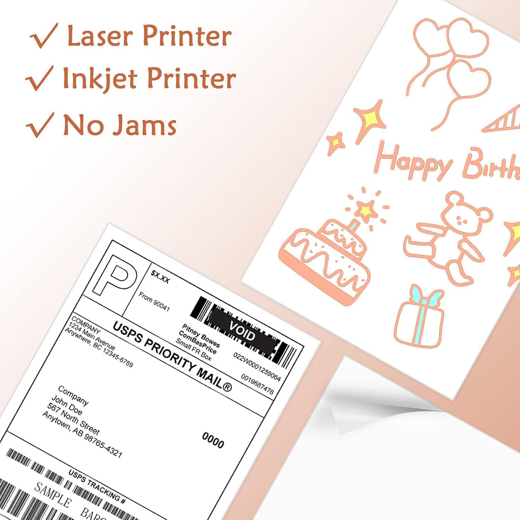9527 Product Full Sheet Shipping Labels, 8-1/2" x 11" Blank White Sticker Paper, Self Adhesive Address Labels for Laser/Inkjet Printers, 1000 Labels - Image 3