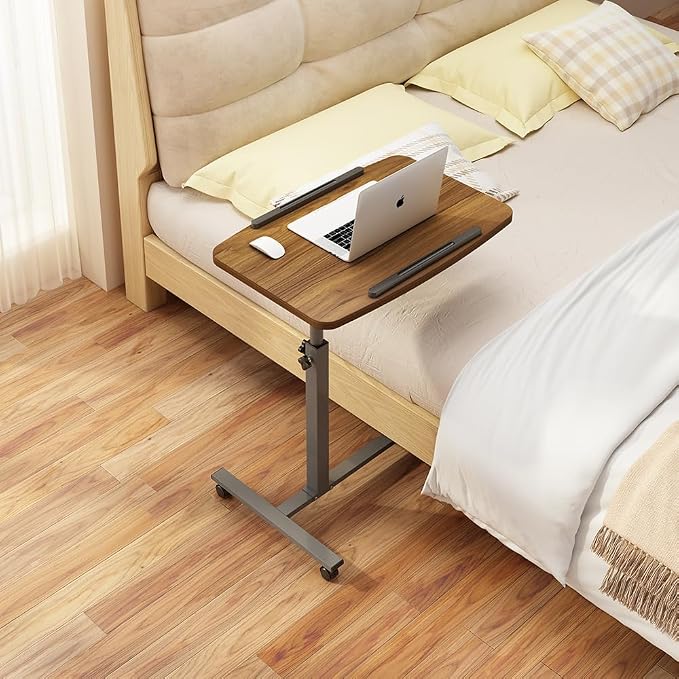Laptop Table Mobile Adjustable Height Portable Desk Notebook Swivel PC Computer Rolling Desk with Wheels, Laptop Stand for Couch Bedside Hospital Bed Table - Image 8