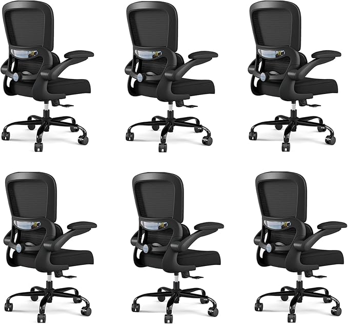 TRALT Office Chair - Ergonomic Desk Chair with Adjustable Lumbar Support, Mesh Computer Chair, Executive Chairs for Home Office Comfortable Lumbar Support Black Pack of 6 by TRALT