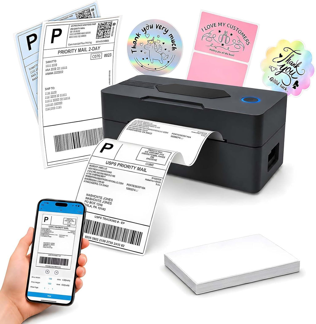 GBNONPLN Bluetooth Thermal Shipping Label Printer, 4x6, Matte Black by GNBONPLN