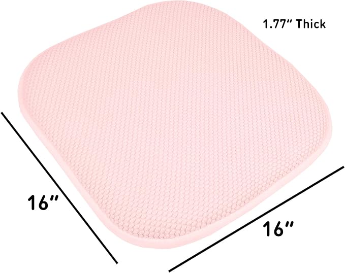 Sweet Home Collection Chair Cushion Memory Foam Pads Honeycomb Pattern Slip Non Skid Rubber Back Rounded Square 16" x 16" Seat Cover, 2 Pack, Pink - Image 4