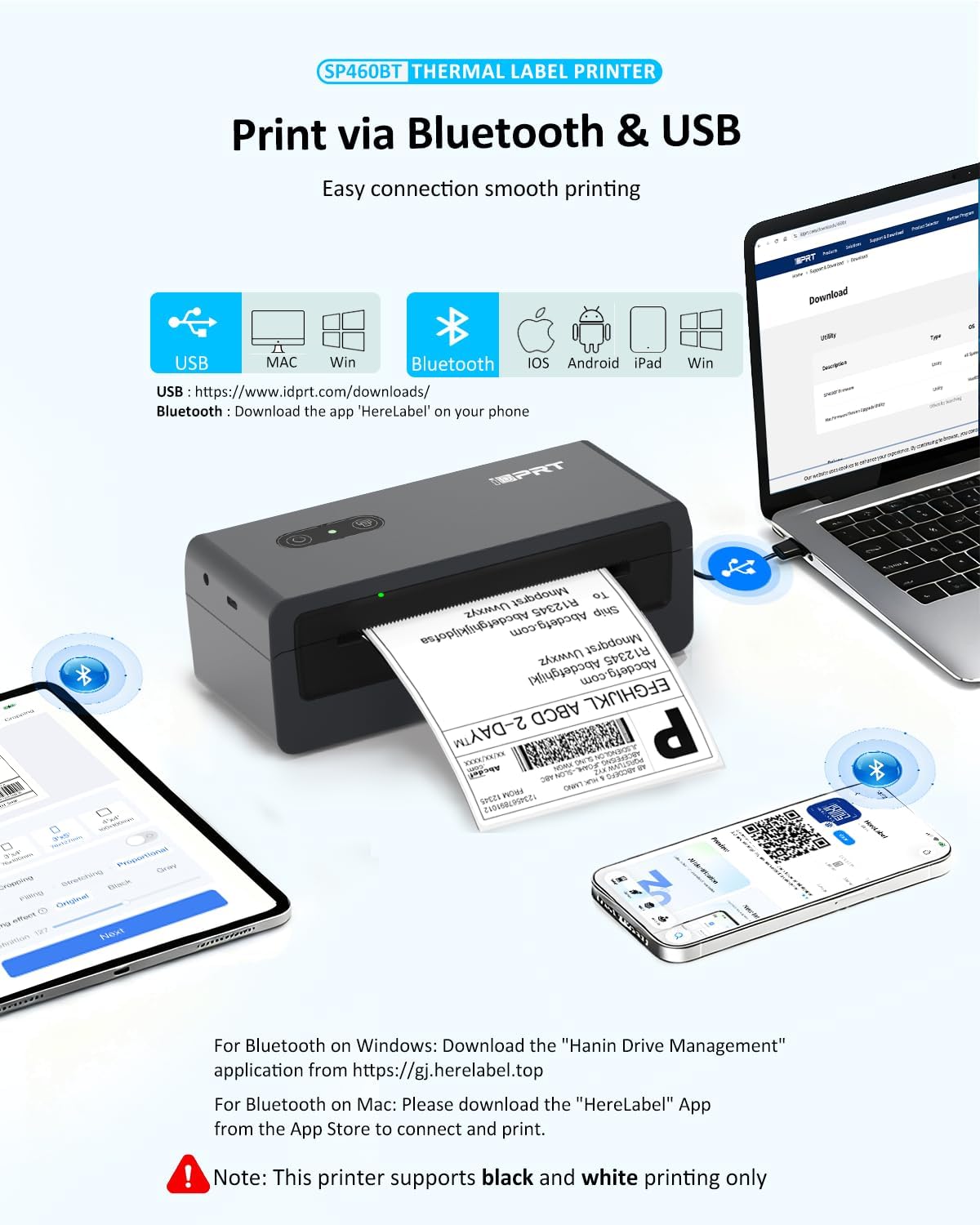 Bluetooth Thermal Shipping Label Printer, Wireless 4x6 Shipping Printer - Image 2