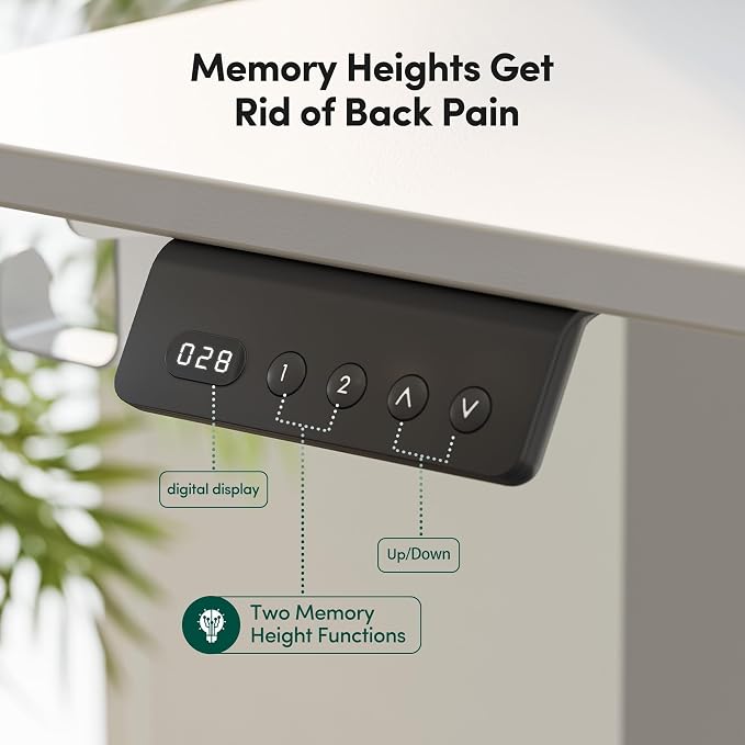 CubiCubi 63x48 Inches L Shaped Standing Desk with 3 Drawers and Monitor Shelf, Height Adjustable Corner Computer Desk with Hooks, Sit Stand Up Ergonomic Home Office Workstation Table, Warm White - Image 7