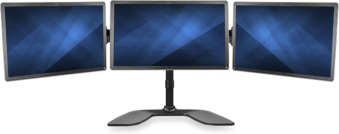 StarTech Triple Monitor Stand 13in to 27in, VESA, Black (ARMBARTRIO2) | For Monitors 13" to 27" (17.6lb/8kg), Adjustable VESA Computer Stand for 3 Screen Setup, Steel, Articulating - Image 7