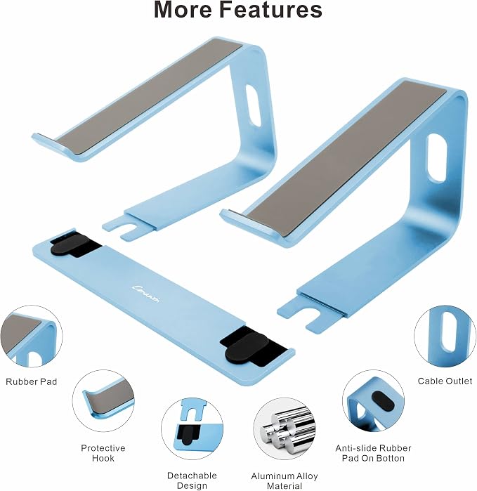 Laptop Stand,Ergonomic Aluminum Laptop Mount Computer Stand,Detachable Laptop Riser,Notebook Holder Stand,All 10-17.3" Laptops (Sky Blue) - Image 4