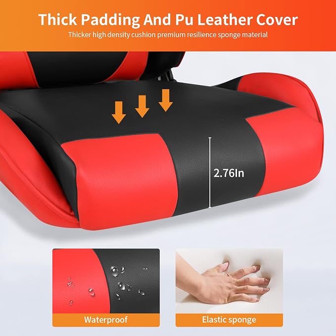 Gaming Chair Office Chair Desk Chair with Lumbar Support Headrest Armrest Task Rolling Swivel Ergonomic E-Sports Adjustable PC Gamer Chair (Red) - Image 6