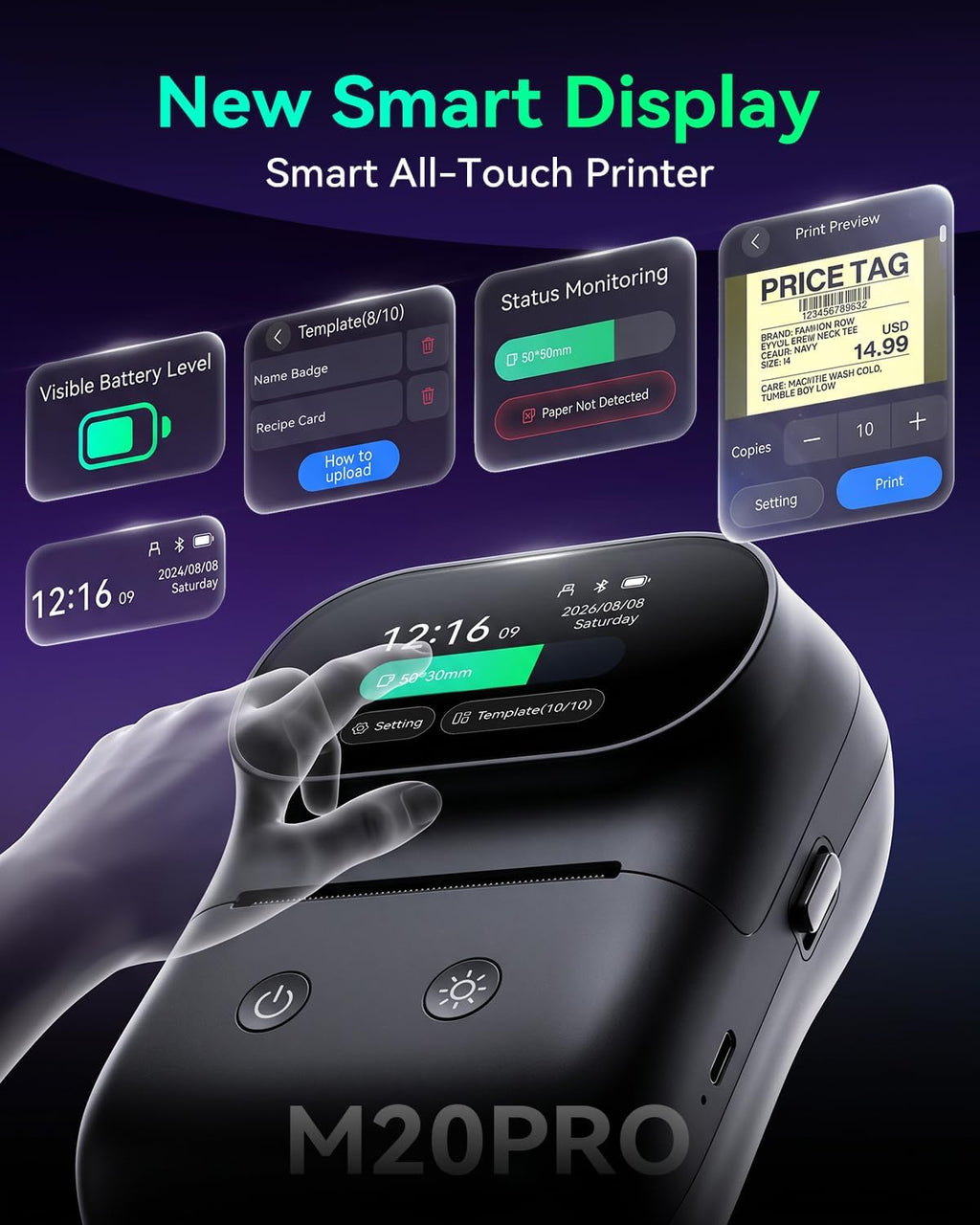 Phomemo Label Maker, M20pro Touch Screen Thermal Label Printer - Image 3