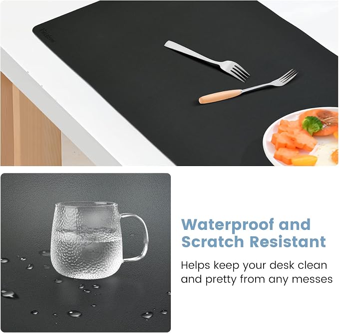 Desk Mat Wireless Charging Mouse Pad Large 32x16 Journey Desk Pad Mat with Wireless Charger Waterproof Black Leather Computer Mat with Phone Charger Mousepad Non-Slip for Keyboard and Mouse - Image 3