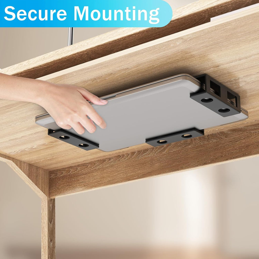 3 PCS Under Desk Laptop Mount with Anti-Scratch Silicone Pad Under Desk Holder Mount Shelf for Laptop Keyboard Storage（1 Pack） - Image 4