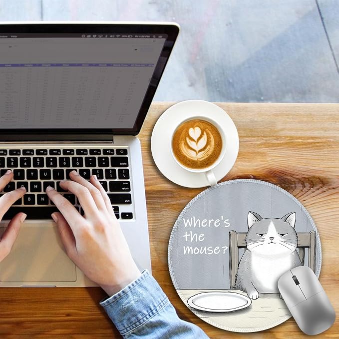 Funny Work Mouse Pad, Small Round Mousepad for Desk, Laptop | Mini Travel Wireless Mice Pad for Computer, Office Accessories, Coworker Gifts, 8.6 x 8.6 inch - Image 3