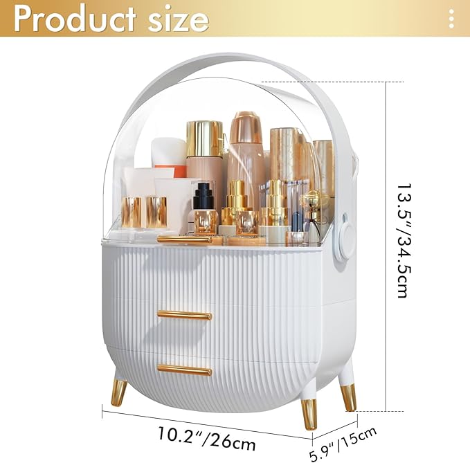 NestOrganix Makeup Organizer Skincare Organizers - Cosmetic Display Cases with Transparent Cover, SkinCare Organizers for Bathroom Countertop, Bedroom Vanity Desk, Lipstick Organizer, White Upgarde - Image 2