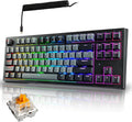 TECWARE Phantom+ Elite TKL 87 Key RGB Mechanical Gaming Keyboard | Wireless Bluetooth 5.0 2.4GHz USB C Wired | Hot Swappable 5 Pin | Double Shot PBT Keycaps | Creamy Wraith Orange Linear Switch, Black by Tecware