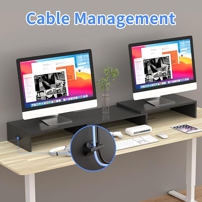 Pholiten Monitor Stand Riser with Adjustable Length and Swivel Angles | Extra Long Multifunctional Stand up to 48.2" Fit Computer Laptop Printer Max 44 lbs - Image 6