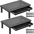 BONTEC 2 Pack Adjustable Monitor Stand Riser with Drawer, Supports 44lbs | Ergonomic Mesh Platform for Desk, Ventilated Laptop and PC Use with Cable Management for a Cooler, Organized Workspace by BONTEC