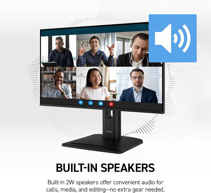 msi PRO MP272 E14C 27-inch IPS 1920 x 1080 (FHD) Office Monitor, 144Hz, Free-Synch, HDMI, USB C (15W Power Delivery), VESA Mountable, Tilt, Speaker, 4-Side Slim Bezel 1ms, Black - Image 5