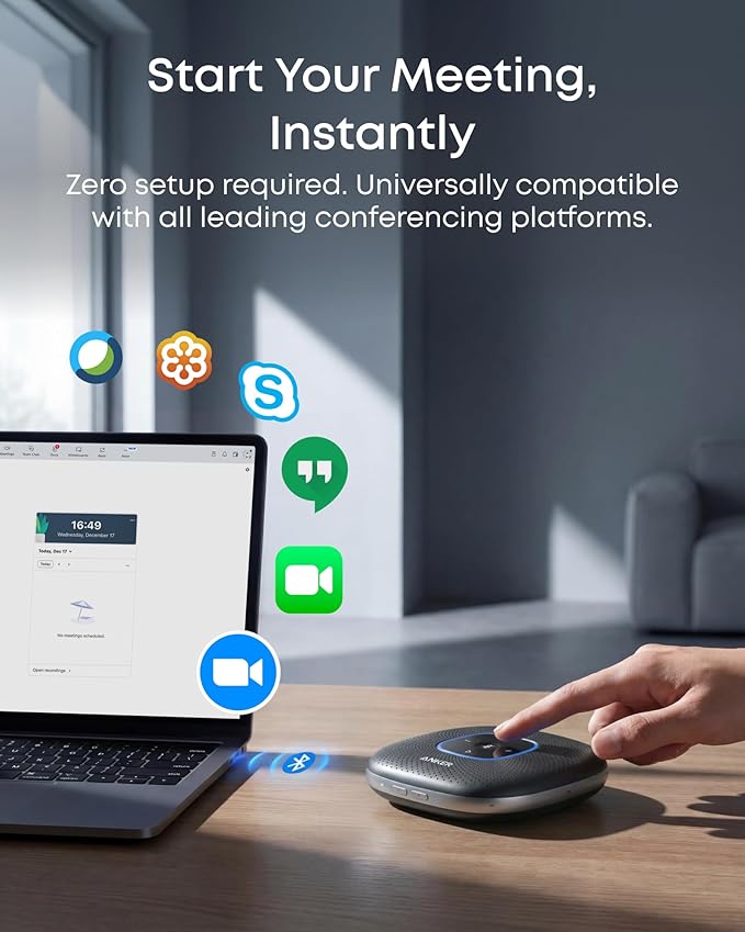 Anker PowerConf Speakerphone, Zoom Certified Conference Speaker with 6 Mics | 360° Enhanced Voice Pickup, 24H Call Time, Bluetooth 5.3, USB C, Compatible with Leading Platforms for Personal Workspaces - Image 4