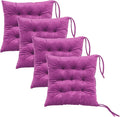 Set of 4 Square Chair Pads Indoor Seat Cushions Pillows with Ties Soft Comfortable Non Slip Chair Mat for Kitchen Dining Office Desk Living Room Outdoor Tatami 15.5" - Purple by MissSoul