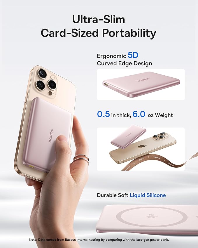 Baseus Picogo Magsafe Portable Charger, Qi2 15W 0.5" Ultra Slim 10000mAh Wireless Power Bank, 27W Fast Charging Magnetic Battery Pack with USB-C for iPhone 17 Pro Max/17 Pro/Air/16/15/14/13/12 | 10000mAh Wireless Power Bank, 27W Fast Charging Magnetic ... - Image 2