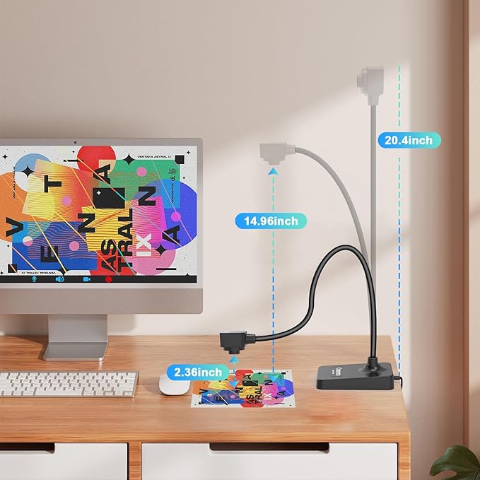 USB Document Camera for Teachers,Manual Focus Webcam with Mic,Fold for Mac/Windows/Chromebook - Image 3