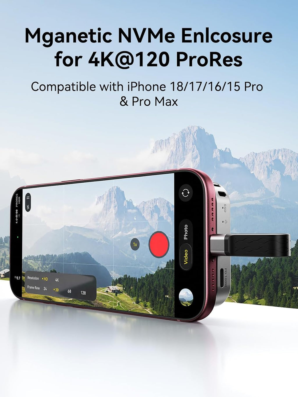 ACASIS Magnetic NVMe Enclosure&Hub for iphone18/17/16/15Pro/Pro Max PD 100W - Image 8