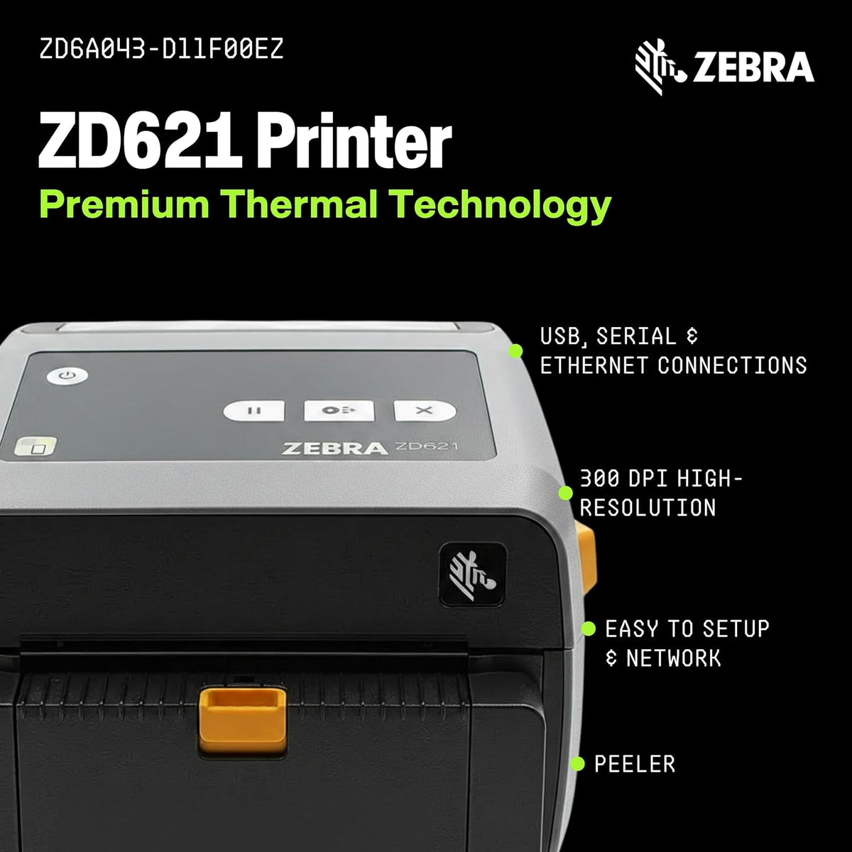 Zebra ZD621 Thermal Shipping Label Printer | 4x6 | No Ink Required - Image 3