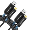 USB A to USB C Fiber Optic Cable 50 FT 2-Pack, 10Gbps USB 3.2 Gen2 Extension Cable with German SiliconLine Chip, Ultra Slim & Long Distance for Logitech 4K Camera,VR,Video Conference by DavVision