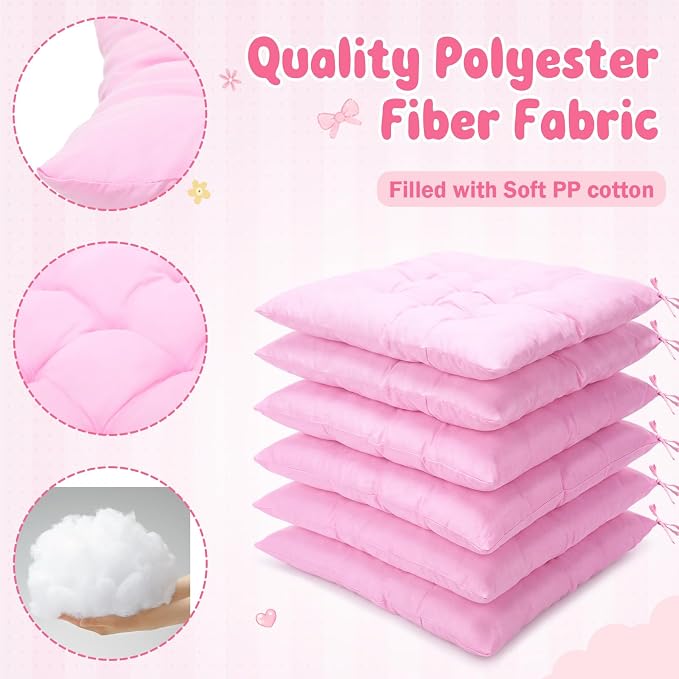 Geetery 12 Pcs Bulk Floor Pillows Cushion for Kids Classroom,Pink,Square | 15.7" Seating Cushions for Classroom Reading Corner Students Nursery Daycare Yoga Tatami Kindergarten - Image 3
