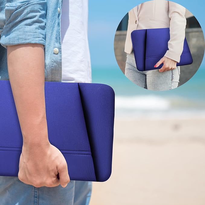 TEDNETGO 15.6 Inch Laptop Sleeve, Durable Neoprene Case with Pockets, Protective Carrying Bag for Dell, Lenovo, Asus, Blue - Image 6