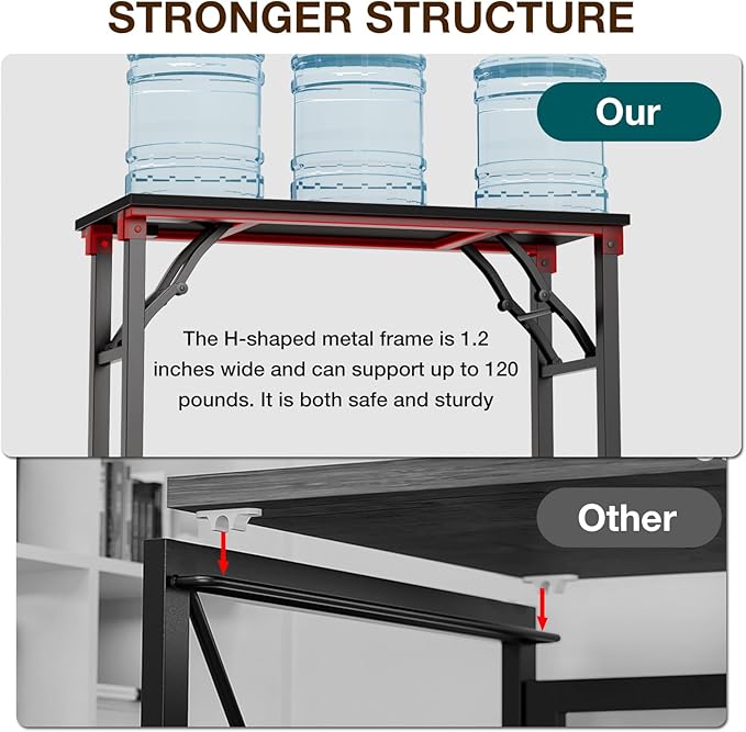 TEMI Small Computer Desk Folding Table - 35.8" Foldable Office Desk, No Assembly, Perfect for Small Spaces in Bedroom, or Apartment, Portable Mini Desk or Study Table Compact Design, Dark Oak - Image 6