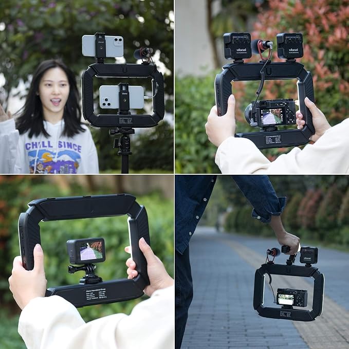 ULANZI U200 Phone Video Rig with Light & 3 Cold Shoes for Video Recording | 2500-8500K Bi-color 8000mAh 4 Adjustable Light Surfaces Handheld Selfie Ring Light Cell Phone Stabilizer for Photo/Video/Vlog - Image 7