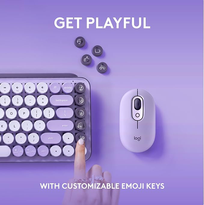 Logitech POP Keys Mechanical Wireless Keyboard - Cosmos | Customizable emoji keys, durable compact design, USB connectivity, multi-device, multi-OS compatible - Image 3