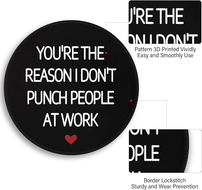 Funny Work Mouse Pad, Small Round Mousepad for Desk, Laptop | Mini Travel Wireless Mice Pad for Computer, Office Accessories, Coworker Gifts, 8.6 x 8.6 inch - Image 5
