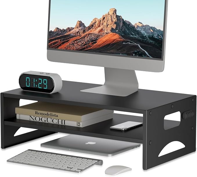 Pholiten 2-Tier Monitor Stand Riser for desk | 66.1 lbs Desk Shelf with Storage Organizer for Office, Home, Laptop Monitor Printer Stand by PholitenMonitorArm