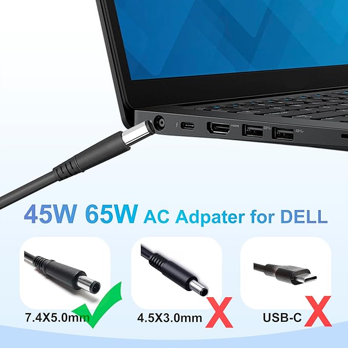 65W LA65NS2-01 Laptop Charger Adapter Compatible with Dell Latitude 5400 5500 5480 5490 5580 5590 7400 7480 7490 7390 7290 7280 3440 E5400 E5420 E5450 E5470 E5480 E5570 E6420 E6430 E6540 E7470 E7480 - Image 4
