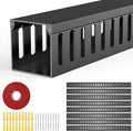 Open Slot Wiring Raceway Cable Duct,Cable Management Cord Track | 123" open slot cable raceway,Black 1.97x1.97",8 pcs desk wire channel to hide computer cables and cords by REFLYING