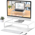 Acrylic Monitor Stand Riser Clear Laptop Stand Riser L15 xW7.5 xH4 | PC Holder, Compatible with All Notebooks and Monitor, Decoration for Office & Home,White Aesthetic Design, Office Supplies by Beimu