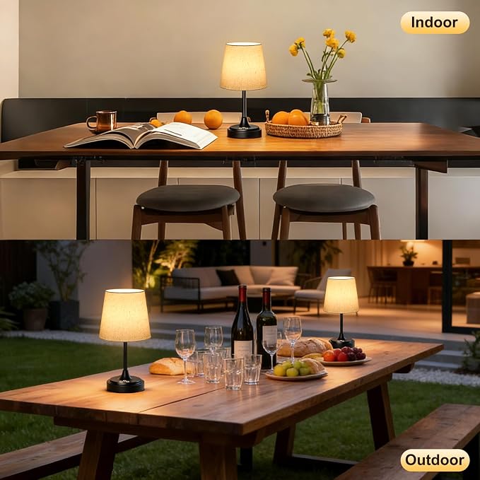 Wowag Small Cordless Table Lamp Rechargeable,5000mAh Battery Operated Desk Lamp,3 Colors & 7 RGB Stepless Dimmable,Touch Ambient Light for Bedside,Bedroom,Dining Room,Living Room,Black,FlaxenShade - Image 6