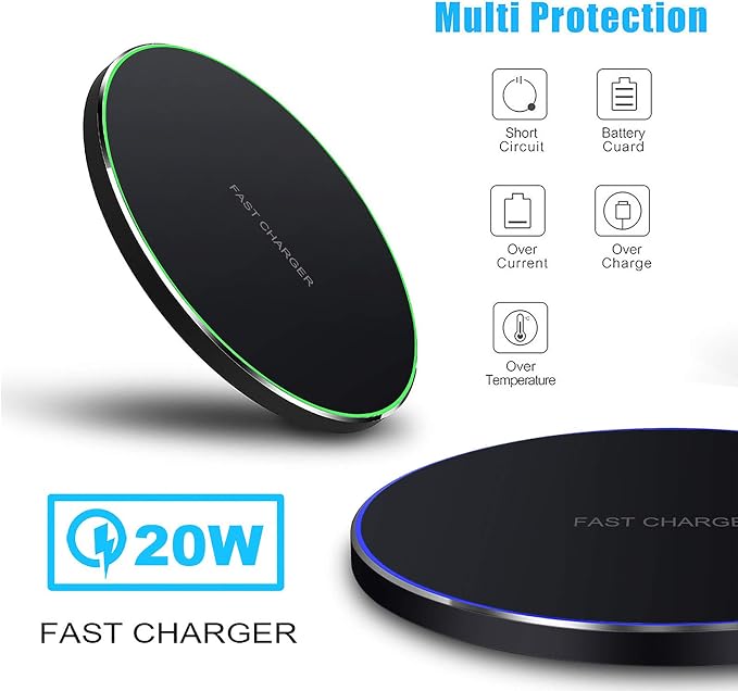 20W Fast Wireless Charger Pad,USB-C Wireless Phone Charging Station | Metal Frame Design,[20W SUPER Fast Charging] Wide Compatible with iPhone 17-11/Airpods,Samsung Galaxy/Buds,LG/Pixel -Black - Image 8