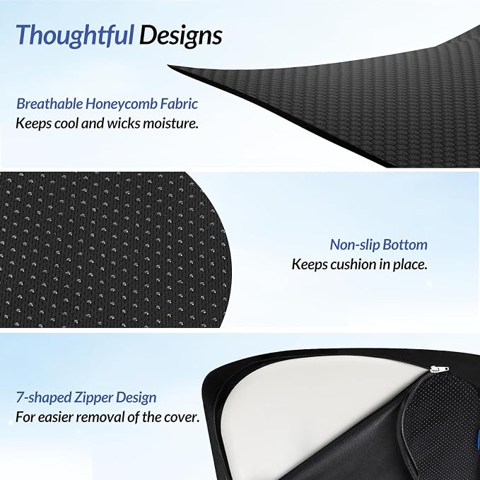 Pioneering Seat Cushion for Pressure Relief, Ergonomic Office Chair Cushion for Sciatica, Back, Hemorrhoids & Tailbone Pain Relief, High-Density Memory Foam Car Seat Cushion with Anti-Slip Base - Image 7