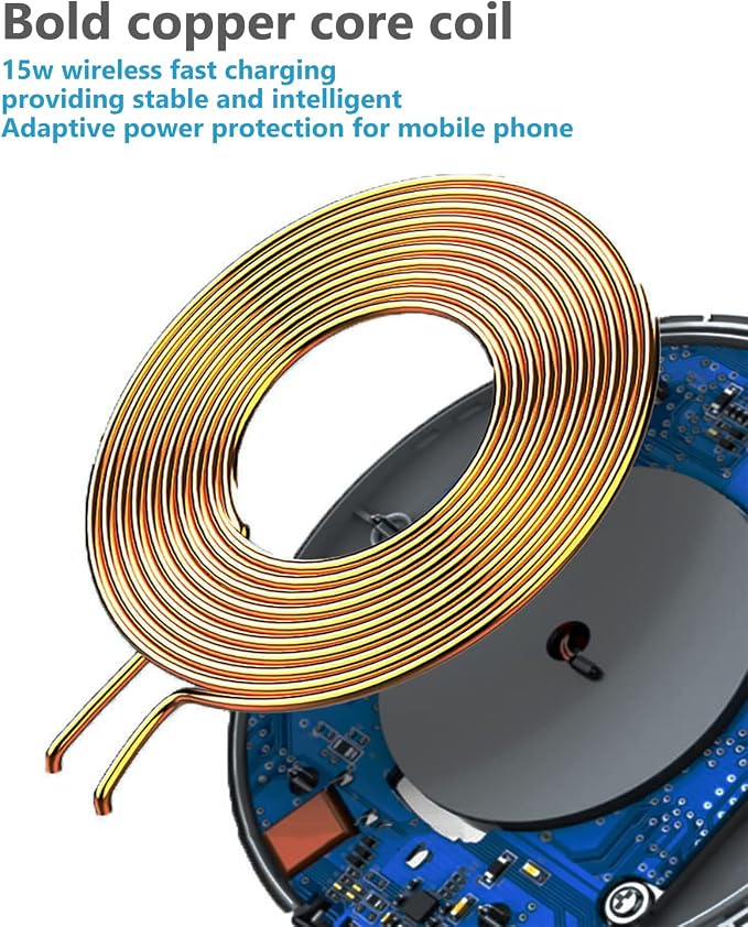 Wireless Charger for Samsung Galaxy S24/S24+S23/S23+/S22/S22+/S21/S20/S20+/S10/S9+/S9/S8/S8+/S7/Note10/Note9/Note8, 15W Wireless Charging Pad with USB-C for Samsung & iPhone Black(No AC Adapter) - Image 4